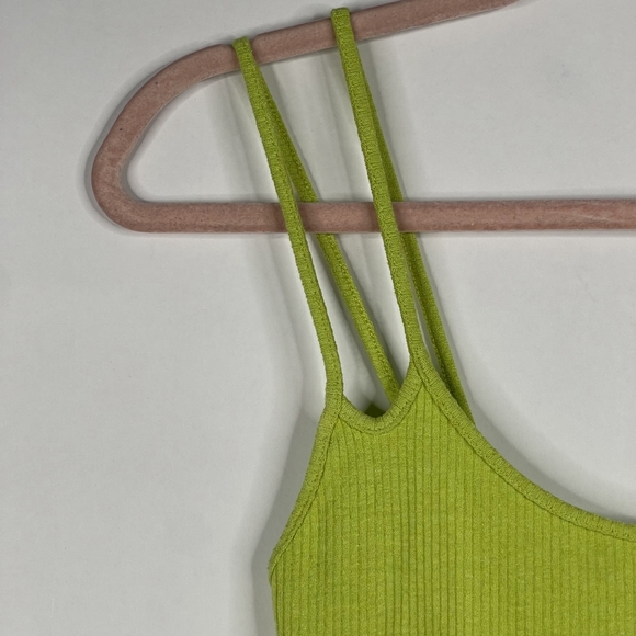2/$30 NWT ZARA Ribbed Strappy Pinafore Dress Small Apple Green Mini #7346 - Picture 5 of 16